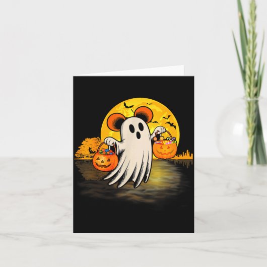 Cute Ghost Guitar Halloween Pumpkins Candy Soky Se Kaart (Voorkant)