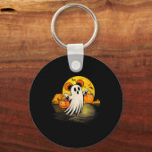 Cute Ghost Guitar Halloween Pumpkins Candy Soky Se Sleutelhanger (Voorkant)