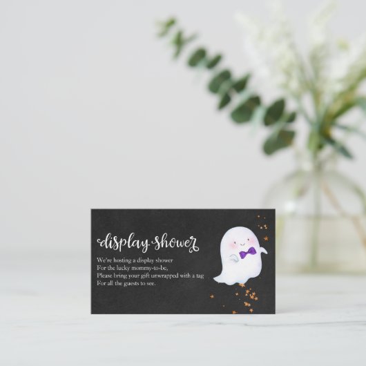 Cute Ghost Halloween Baby shower Display Shower En Informatiekaartje (Staand voorkant)