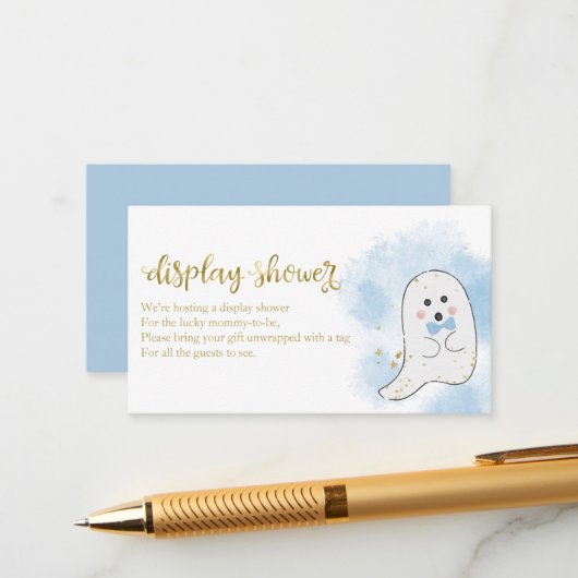 Cute Ghost Halloween Baby shower Display Shower En Informatiekaartje (Voorkant / Achterkant in situ)