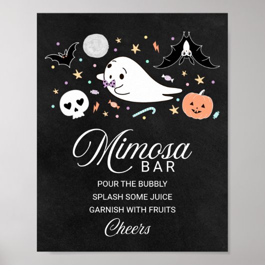 Cute Ghost Halloween Baby shower Mimosa Bar Sign. Poster (Voorkant)