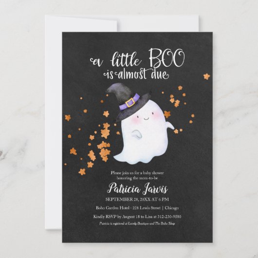 Cute Ghost Halloween Baby Shower Uitnodiging (Voorkant)