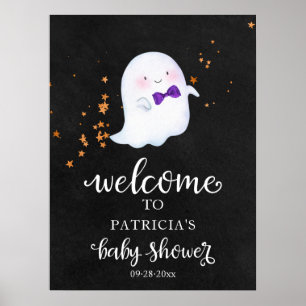 Cute Ghost Halloween Baby shower Welcome Sign Poster