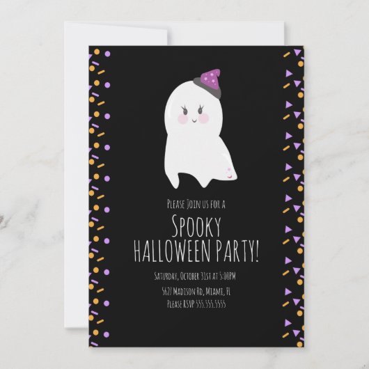 Cute Ghost Halloween Birthday Costume Spooky Party Kaart (Voorkant)