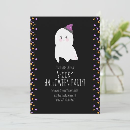 Cute Ghost Halloween Birthday Costume Spooky Party Kaart (Staand voorkant)