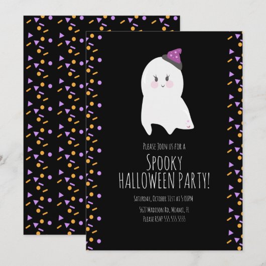 Cute Ghost Halloween Birthday Costume Spooky Party Kaart (Voorkant / Achterkant)