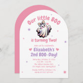 Cute Ghost Halloween Birthday Invitation Kaart (Voorkant / Achterkant)