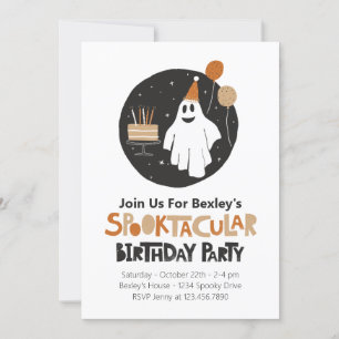 Cute Ghost Halloween Birthday Invitation Kaart