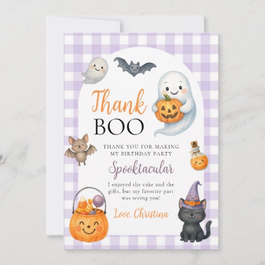 Cute Ghost Halloween Birthday Party Bedankkaart (Voorkant)