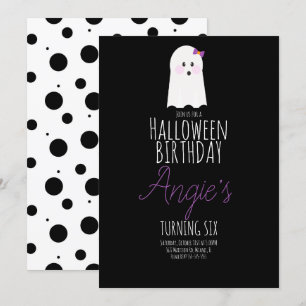 Cute Ghost Halloween Birthday Party Event Black Kaart