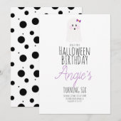 Cute Ghost Halloween Birthday Party Event Kaart (Voorkant / Achterkant)