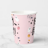 Cute Ghost Halloween Birthday Party Girl Pink Papieren Bekers (Links)
