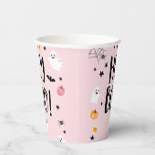 Cute Ghost Halloween Birthday Party Girl Pink Papieren Bekers (Rechts)