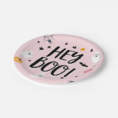 Cute Ghost Halloween Birthday Party Girl Pink Papieren Bordje (Gekanteld)