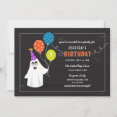 Cute Ghost Halloween Birthday Party Invitation II Kaart (Voorkant)