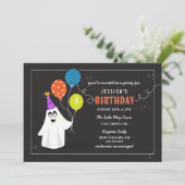 Cute Ghost Halloween Birthday Party Invitation II Kaart (Staand voorkant)