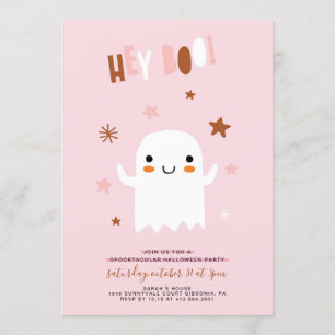 Cute Ghost Halloween Birthday Party Invitation Kaart