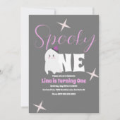 Cute Ghost Halloween Birthday Spooky One Grey Kaart (Voorkant)