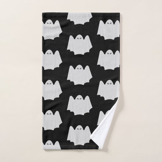 Cute Ghost Halloween Black en White Pattern Bad Handdoek (Handdoek)