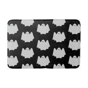 Cute Ghost Halloween Black en White Pattern Badmat