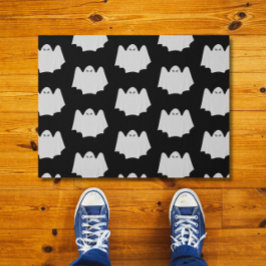 Cute Ghost Halloween Black en White Pattern Deurmat