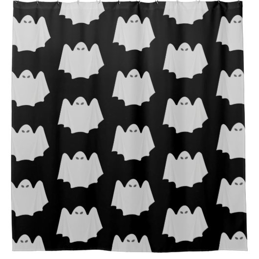 Cute Ghost Halloween Black en White Pattern Douchegordijn (Voorkant)