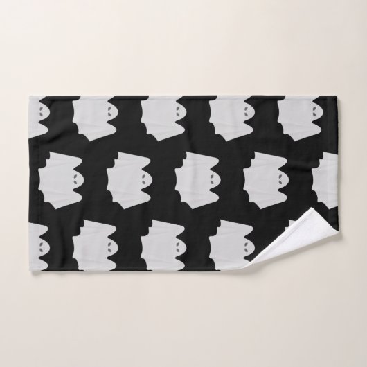 Cute Ghost Halloween Black en White Pattern Handdoek (Handdoek)
