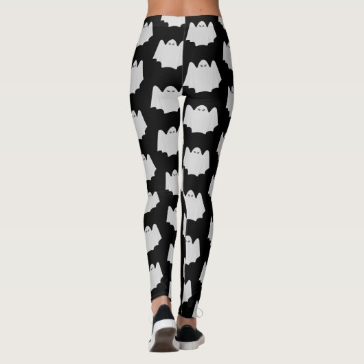 Cute Ghost Halloween Black en White Pattern Leggings (Achterkant)