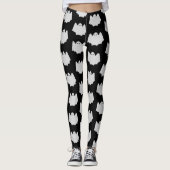 Cute Ghost Halloween Black en White Pattern Leggings (Voorkant)