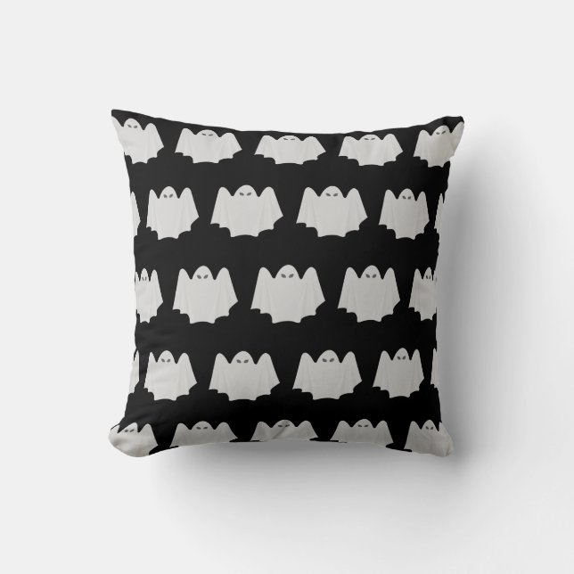Cute Ghost Halloween Black en White Sierkussen (Voorkant)