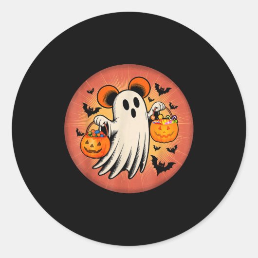 Cute Ghost Halloween Candy Halloween Soky Season G Ronde Sticker (Voorkant)