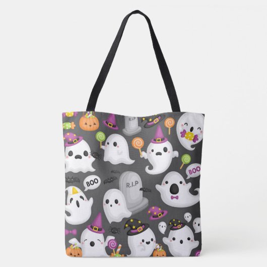 Cute Ghost Halloween Canvas tas (Achterkant)