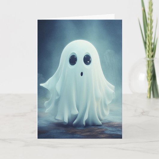 Cute Ghost Halloween Feestdagen Kaart (Voorkant)