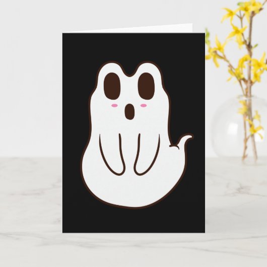 Cute Ghost Halloween Frog Kaart (Gele Bloem)