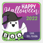Cute Ghost Halloween Gift Sticker & Labels (Voorkant)