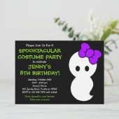 Cute Ghost Halloween Invitation Kaart (Staand voorkant)