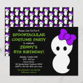 Cute Ghost Halloween Invitation Kaart (Voorkant / Achterkant)