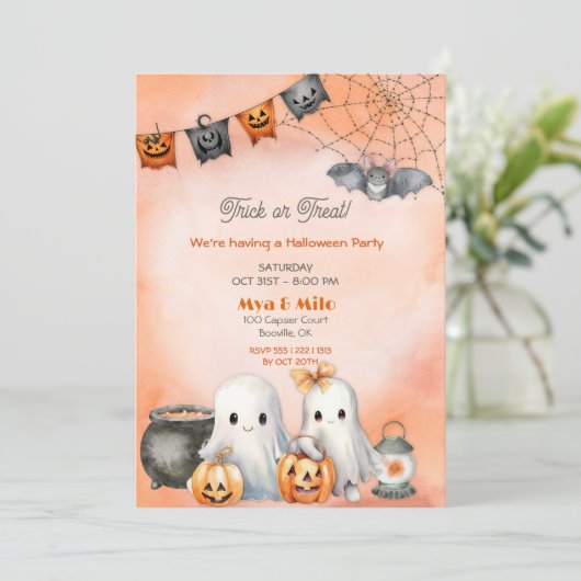 Cute Ghost Halloween Kaart (Staand voorkant)