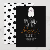 Cute Ghost Halloween Kids Birthday Party Event Kaart (Voorkant / Achterkant)