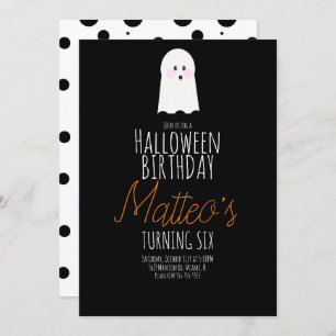 Cute Ghost Halloween Kids Birthday Party Event Kaart