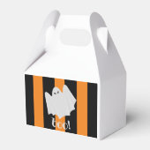Cute Ghost Halloween Oranje en Black Stripes Bedankdoosjes (Achterkant)