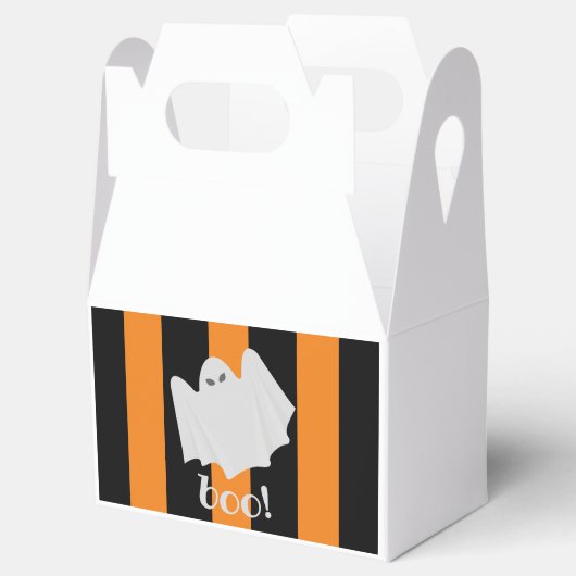 Cute Ghost Halloween Oranje en Black Stripes Bedankdoosjes (Geopend)