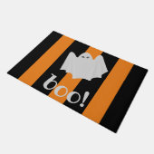 Cute Ghost Halloween Oranje en Black Stripes Deure Deurmat (Schuin)