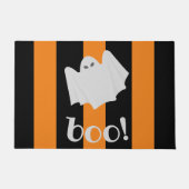 Cute Ghost Halloween Oranje en Black Stripes Deure Deurmat (Voorkant)