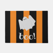 Cute Ghost Halloween Oranje en Black Stripes Deurmat (Voorkant)