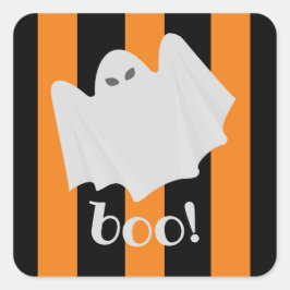 Cute Ghost Halloween Oranje en Black Stripes Vierkante Sticker