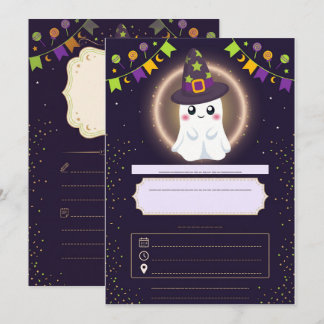 Cute Ghost Halloween Party Invitation for Kids Kaart