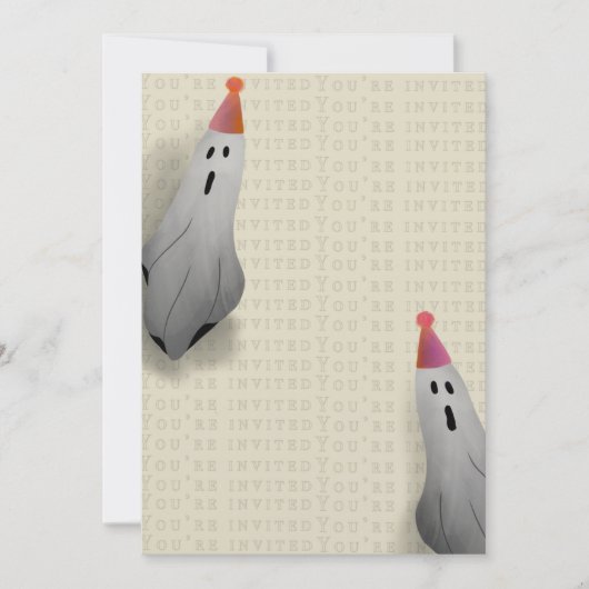 Cute Ghost Halloween Party Invitation Kaart (Voorkant)