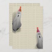 Cute Ghost Halloween Party Invitation Kaart (Voorkant / Achterkant)