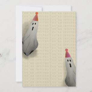 Cute Ghost Halloween Party Invitation Kaart